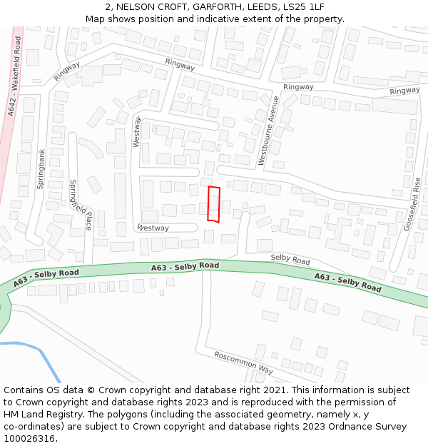 2, NELSON CROFT, GARFORTH, LEEDS, LS25 1LF: Location map and indicative extent of plot