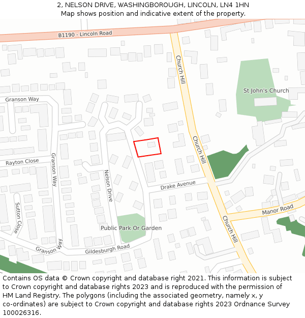 2, NELSON DRIVE, WASHINGBOROUGH, LINCOLN, LN4 1HN: Location map and indicative extent of plot