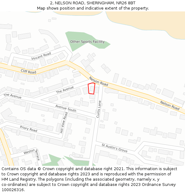 2, NELSON ROAD, SHERINGHAM, NR26 8BT: Location map and indicative extent of plot