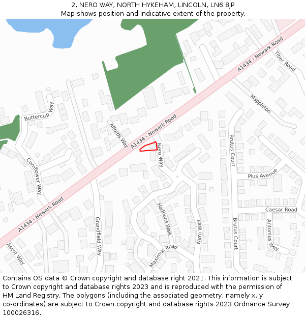 2, NERO WAY, NORTH HYKEHAM, LINCOLN, LN6 8JP: Location map and indicative extent of plot