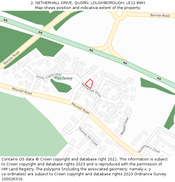 2, NETHERHALL DRIVE, QUORN, LOUGHBOROUGH, LE12 8WH: Location map and indicative extent of plot
