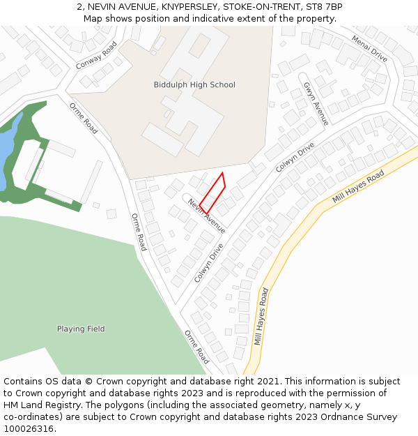 2, NEVIN AVENUE, KNYPERSLEY, STOKE-ON-TRENT, ST8 7BP: Location map and indicative extent of plot