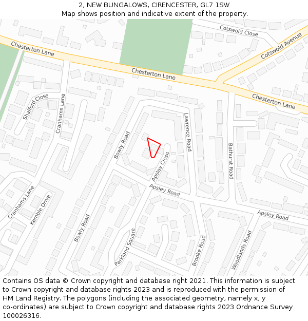 2, NEW BUNGALOWS, CIRENCESTER, GL7 1SW: Location map and indicative extent of plot