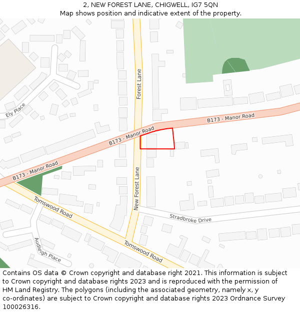 2, NEW FOREST LANE, CHIGWELL, IG7 5QN: Location map and indicative extent of plot