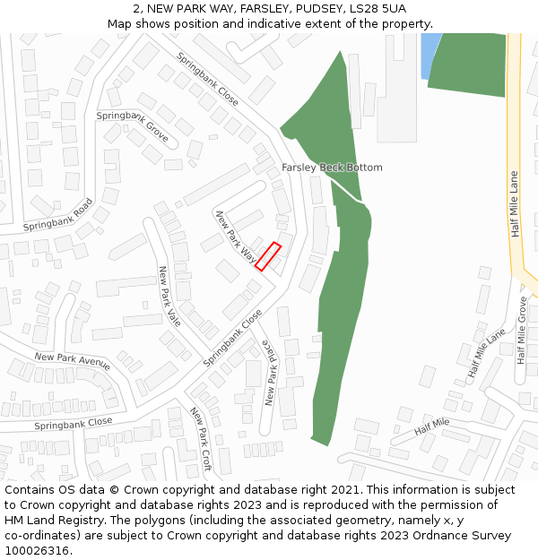 2, NEW PARK WAY, FARSLEY, PUDSEY, LS28 5UA: Location map and indicative extent of plot