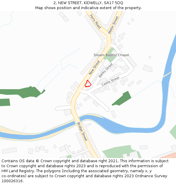 2, NEW STREET, KIDWELLY, SA17 5DQ: Location map and indicative extent of plot