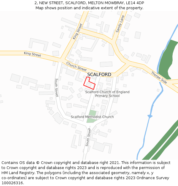 2, NEW STREET, SCALFORD, MELTON MOWBRAY, LE14 4DP: Location map and indicative extent of plot