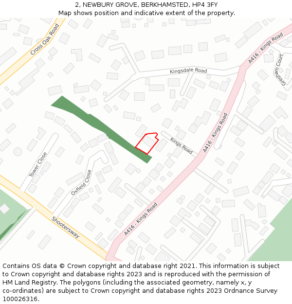 2, NEWBURY GROVE, BERKHAMSTED, HP4 3FY: Location map and indicative extent of plot