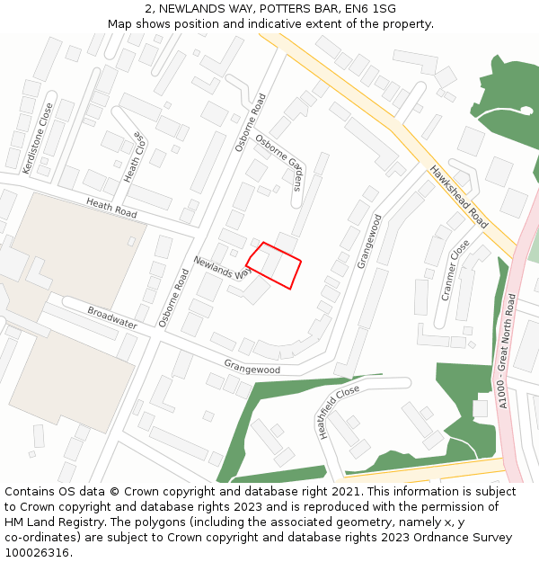 2, NEWLANDS WAY, POTTERS BAR, EN6 1SG: Location map and indicative extent of plot