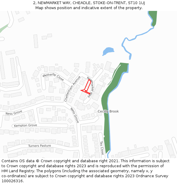 2, NEWMARKET WAY, CHEADLE, STOKE-ON-TRENT, ST10 1UJ: Location map and indicative extent of plot