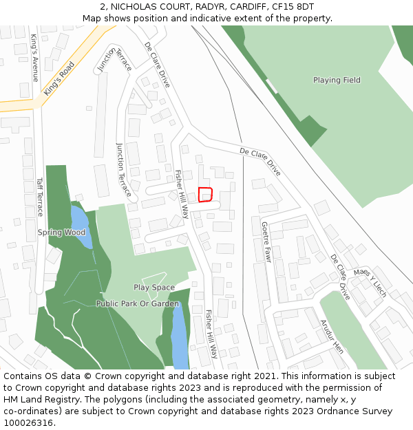 2, NICHOLAS COURT, RADYR, CARDIFF, CF15 8DT: Location map and indicative extent of plot