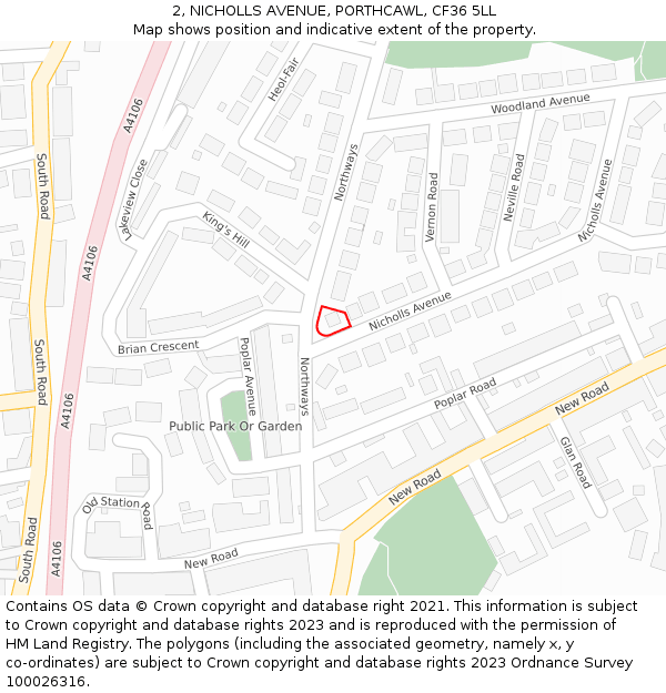 2, NICHOLLS AVENUE, PORTHCAWL, CF36 5LL: Location map and indicative extent of plot