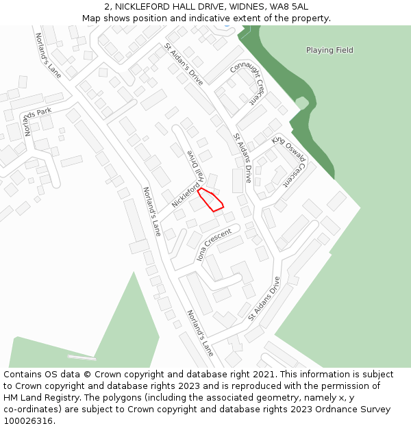 2, NICKLEFORD HALL DRIVE, WIDNES, WA8 5AL: Location map and indicative extent of plot