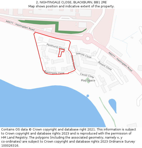 2, NIGHTINGALE CLOSE, BLACKBURN, BB1 2RE: Location map and indicative extent of plot