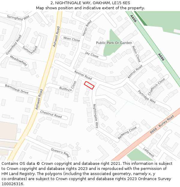 2, NIGHTINGALE WAY, OAKHAM, LE15 6ES: Location map and indicative extent of plot