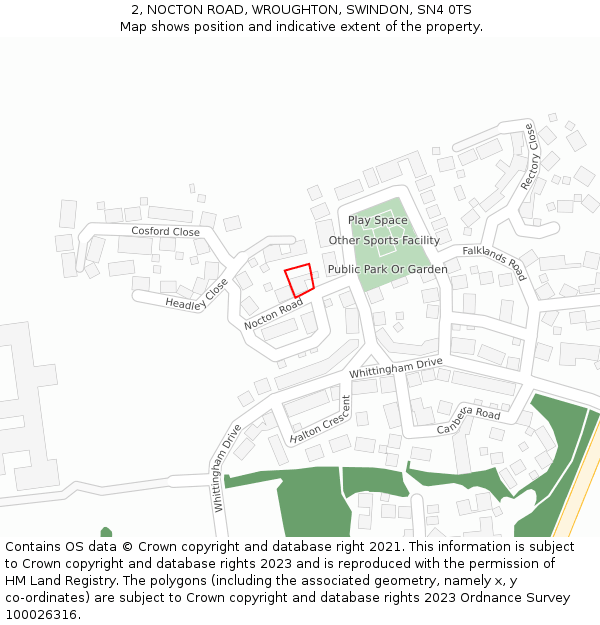 2, NOCTON ROAD, WROUGHTON, SWINDON, SN4 0TS: Location map and indicative extent of plot