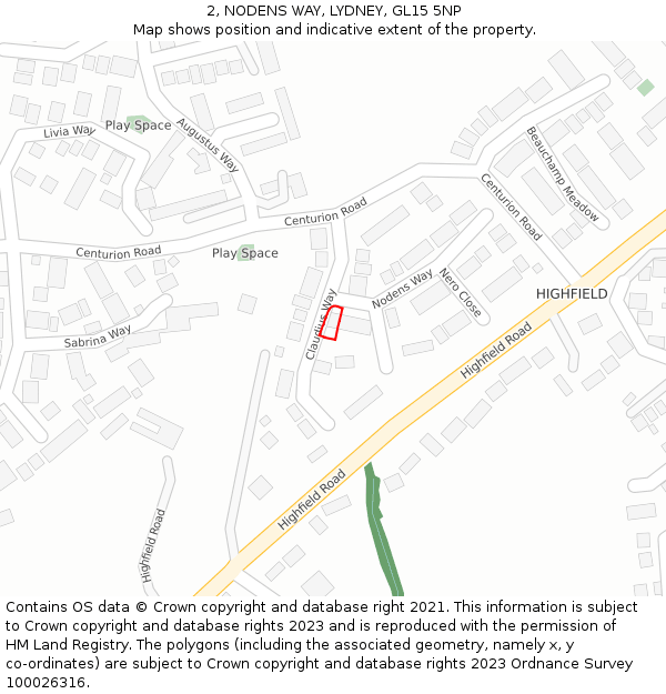 2, NODENS WAY, LYDNEY, GL15 5NP: Location map and indicative extent of plot