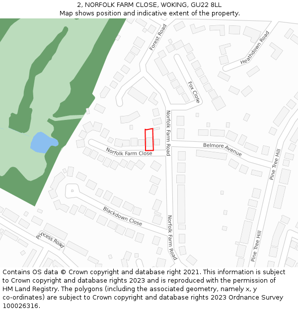 2, NORFOLK FARM CLOSE, WOKING, GU22 8LL: Location map and indicative extent of plot