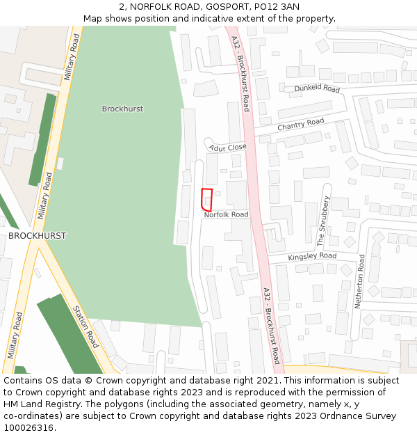 2, NORFOLK ROAD, GOSPORT, PO12 3AN: Location map and indicative extent of plot