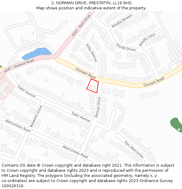 2, NORMAN DRIVE, PRESTATYN, LL19 9HG: Location map and indicative extent of plot