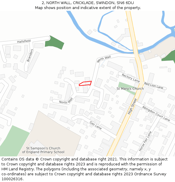 2, NORTH WALL, CRICKLADE, SWINDON, SN6 6DU: Location map and indicative extent of plot