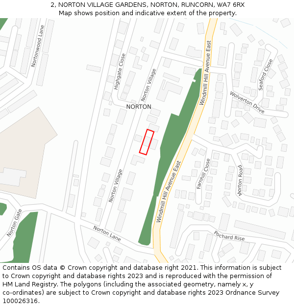 2, NORTON VILLAGE GARDENS, NORTON, RUNCORN, WA7 6RX: Location map and indicative extent of plot