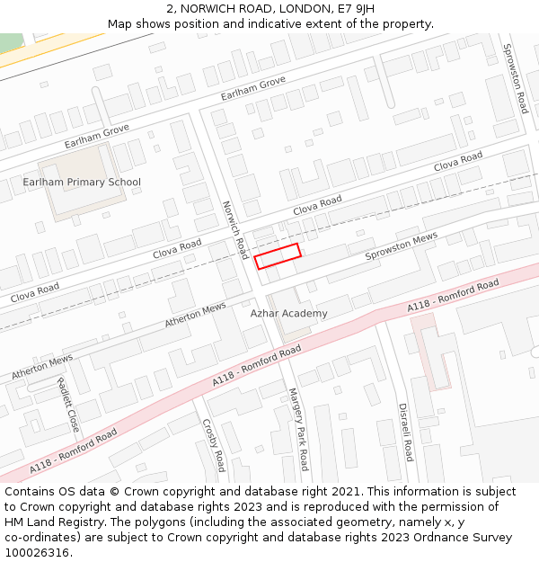 2, NORWICH ROAD, LONDON, E7 9JH: Location map and indicative extent of plot