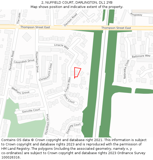 2, NUFFIELD COURT, DARLINGTON, DL1 2YB: Location map and indicative extent of plot