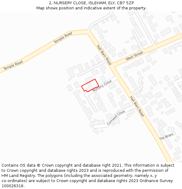 2, NURSERY CLOSE, ISLEHAM, ELY, CB7 5ZP: Location map and indicative extent of plot