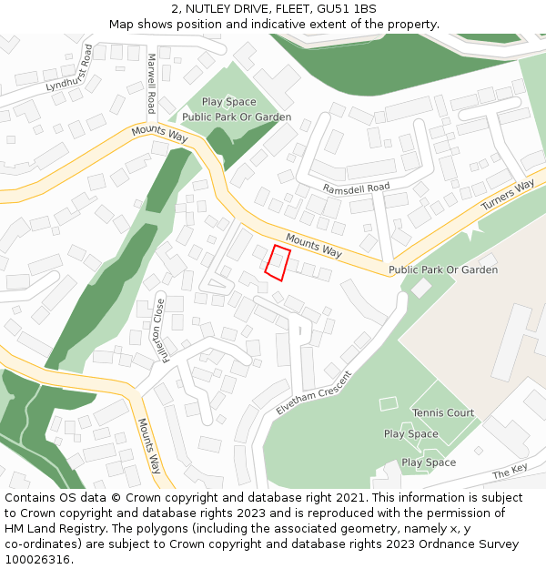 2, NUTLEY DRIVE, FLEET, GU51 1BS: Location map and indicative extent of plot