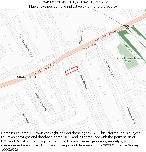 2, OAK LODGE AVENUE, CHIGWELL, IG7 5HZ: Location map and indicative extent of plot