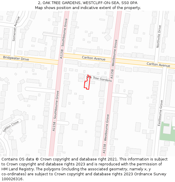 2, OAK TREE GARDENS, WESTCLIFF-ON-SEA, SS0 0PA: Location map and indicative extent of plot