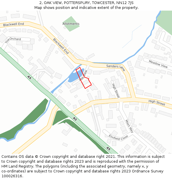 2, OAK VIEW, POTTERSPURY, TOWCESTER, NN12 7JS: Location map and indicative extent of plot
