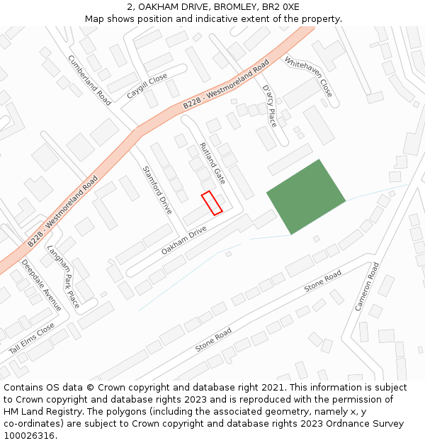 2, OAKHAM DRIVE, BROMLEY, BR2 0XE: Location map and indicative extent of plot