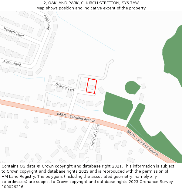 2, OAKLAND PARK, CHURCH STRETTON, SY6 7AW: Location map and indicative extent of plot