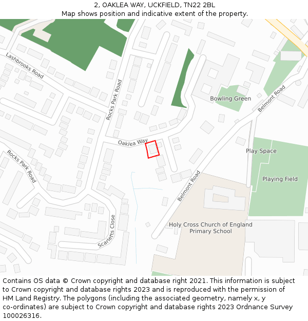 2, OAKLEA WAY, UCKFIELD, TN22 2BL: Location map and indicative extent of plot