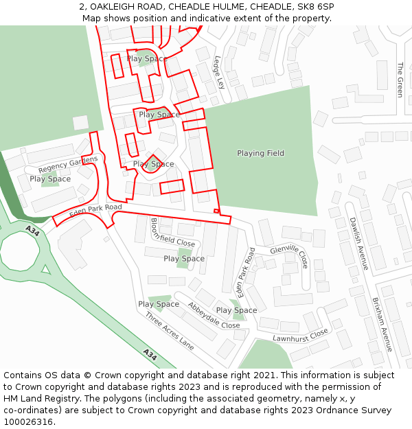 2, OAKLEIGH ROAD, CHEADLE HULME, CHEADLE, SK8 6SP: Location map and indicative extent of plot