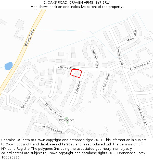 2, OAKS ROAD, CRAVEN ARMS, SY7 9RW: Location map and indicative extent of plot