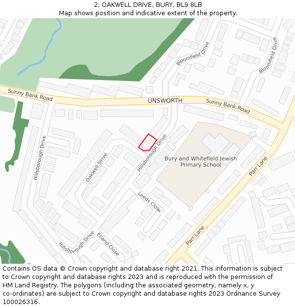 2, OAKWELL DRIVE, BURY, BL9 8LB: Location map and indicative extent of plot