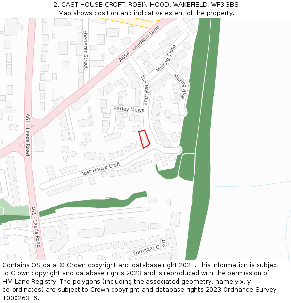 2, OAST HOUSE CROFT, ROBIN HOOD, WAKEFIELD, WF3 3BS: Location map and indicative extent of plot