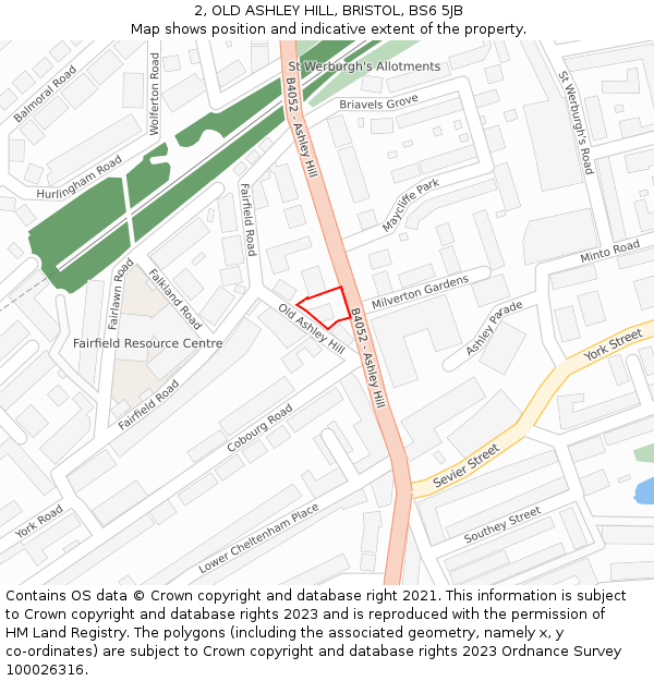 2, OLD ASHLEY HILL, BRISTOL, BS6 5JB: Location map and indicative extent of plot