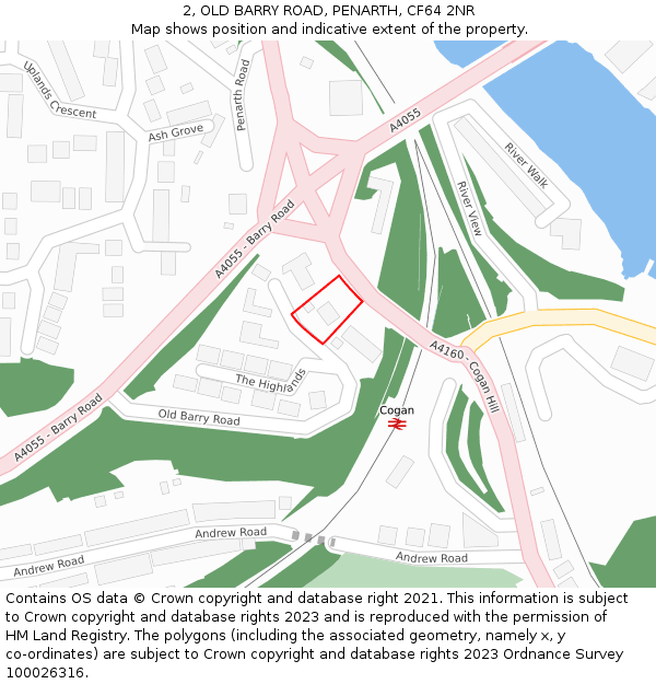 2, OLD BARRY ROAD, PENARTH, CF64 2NR: Location map and indicative extent of plot