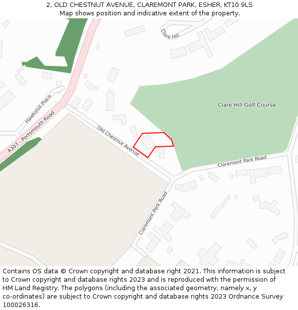 2, OLD CHESTNUT AVENUE, CLAREMONT PARK, ESHER, KT10 9LS: Location map and indicative extent of plot