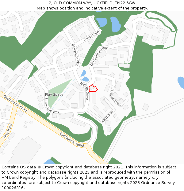 2, OLD COMMON WAY, UCKFIELD, TN22 5GW: Location map and indicative extent of plot