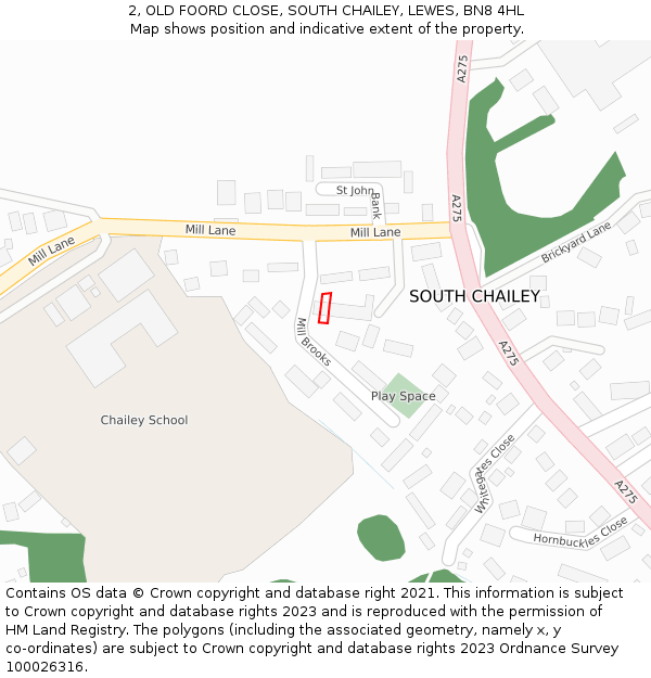 2, OLD FOORD CLOSE, SOUTH CHAILEY, LEWES, BN8 4HL: Location map and indicative extent of plot