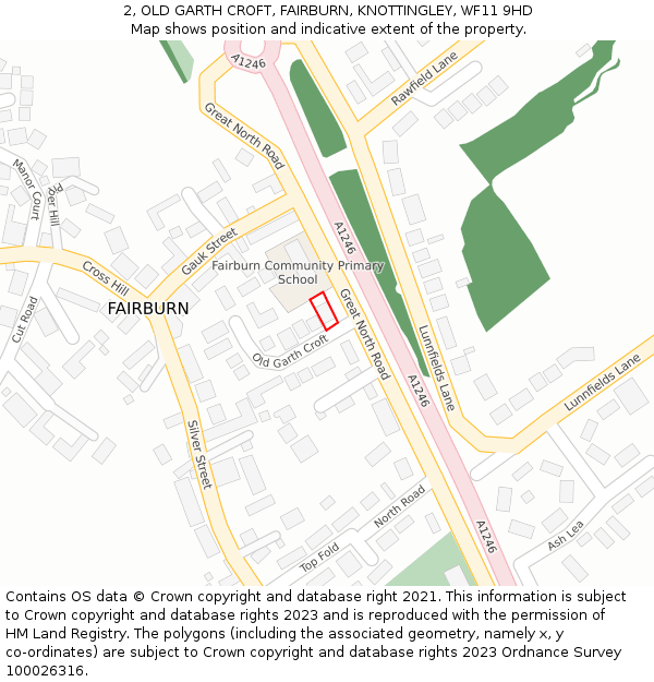 2, OLD GARTH CROFT, FAIRBURN, KNOTTINGLEY, WF11 9HD: Location map and indicative extent of plot