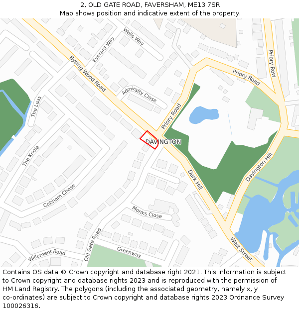 2, OLD GATE ROAD, FAVERSHAM, ME13 7SR: Location map and indicative extent of plot