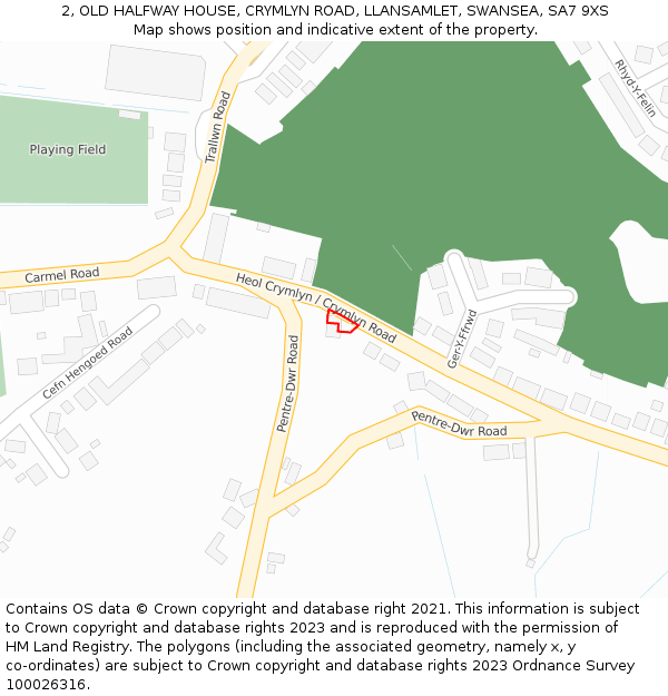 2, OLD HALFWAY HOUSE, CRYMLYN ROAD, LLANSAMLET, SWANSEA, SA7 9XS: Location map and indicative extent of plot