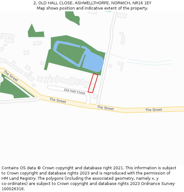 2, OLD HALL CLOSE, ASHWELLTHORPE, NORWICH, NR16 1EY: Location map and indicative extent of plot