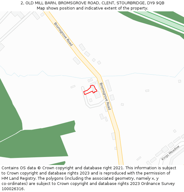 2, OLD MILL BARN, BROMSGROVE ROAD, CLENT, STOURBRIDGE, DY9 9QB: Location map and indicative extent of plot